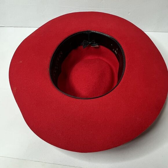 LHC Brand Red 100% Wool Silver Metal Hat Band Fedora Style Hat Size Medium - Picture 8 of 12